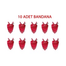 10'lu Paket K.atatürk İmza Desen Bandana/fular Kırmızı