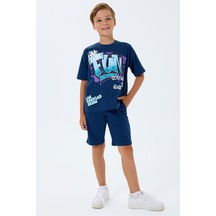 Rolypoly Erkek Çocuk Lacivert Bermuda Takım Lacıvert/4-5yas Beyaz