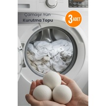 3'lü Çamaşır Yün Kurutma Topu Pamuk - Yün Ekru Tr Diğer