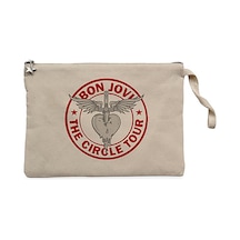 Bon Jovi The Circle Tour Krem Clutch Cüzdan / El Çantası Krem