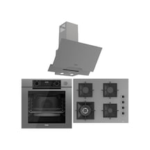Fryart QEP64CPR - SC408-WFA - D065-SA Gri Cam Ankastre Set