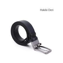 Gönderi(R) Gönderi R Siyaha Lacivert Hakiki Deri 3,5 Cm Çift Taraflı Klasik Kemer Siyah - Lacivert