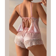 Intive Lingerie Intive Pudra Dantelli Saten Detaylı Derin V Dekolte Mini Büstiyer Pudra