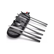 Valkyrie 8 Parça Çantalı Yolculuk Çatal Bıçak Kaşık Pipet Chopstick Seti Kamp Okul Ofis Tatil Paslanmaz Çelik S Çok Renkli
