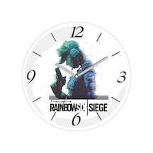 Rainbow Six Siege Çap 30cm Sessiz Akar Bombeli Gerçek Cam Duvar Saati Siyah
