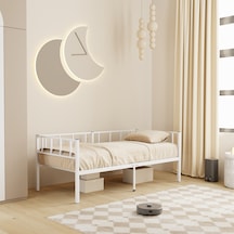 Zenit Metal Karyola Beyaz, Korkuluklu Karyola, Daybed, Ölçü Seçe Tek Kişilik