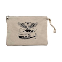 Tesla And Eagle Krem Clutch Astarlı Cüzdan / El Çantası