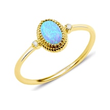Mavi Opal Taşlı Oval Trend Yüzük