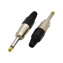 50 Adet - 6.35 Mm Mono Erkek Fiş Lehim Tipi Jack Konnektörü Altın Uçlu