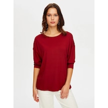 Faik Sönmez Yuvarlak Yaka Kadın Uzun Kol T-shirt W26tsh007 Bordo