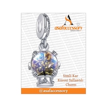 Simli Kar Küresi Sallantılı Charm Gümüş