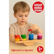 Ahşap Denge Oyunu Renkli Halkalı Eğitici Motor Beceri Ve Koordinasyon Geliştirici