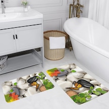 Rovigo Home Baskılı Kaymaz Taban 2'Li Banyo Paspas Takım Rvg5034-100x60-60x50 Çok Renkli
