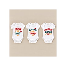 Babylimon Kalbin Anahtarı Üçlü Beyaz Kısa Kollu Bebek Zıbın Seti Beyaz - 930083754 Beyaz