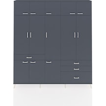 Arges Dolap 8 Raflı 4 Çekmeceli 3 Askılı 220x30x243 Antrasit-antrasit/antrasit Antrasıt/antrasıt