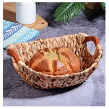 Hasır Rattan Ekmeklik Ekmek Sepeti Ahşap Sap