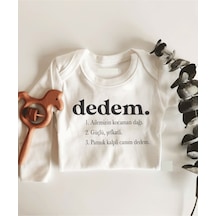 İmaj Tuğbababy Dedem Anlamı Uzun Kol Çıtçıtlı Organik Bebek Body Beyaz