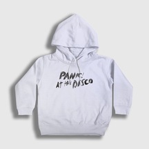 Presmono Unisex Çocuk Brush Panic At The Disco Kapüşonlu Sweatshirt Beyaz