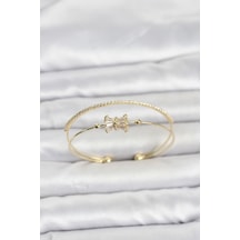 Pirinç Gold Renk Baget Zirkon Taşlı Objeli Kadın Bileklik Tj-bb8515 Gümüş