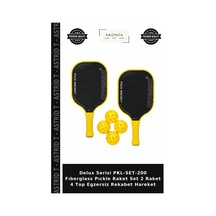 Delux Serisi Pkl-set-200 Fıberglass Pıckle Raket Set 2 Raket 4 Top Egzersiz Rekabet Hareket Çok Renkli