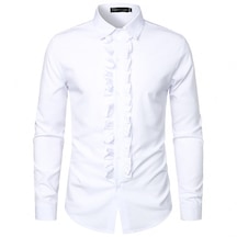 Ikkb Sonbahar Yeni Erkek Gömleği Beyaz