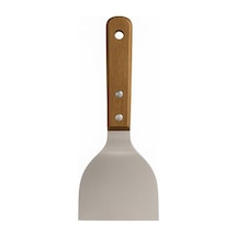 Ahşap Saplı Paslanmaz Çelik Spatula 24cm Eğilimli Çok Amaçlı Mutfak Spatulası Izgara, Bur Kahverengi Ve Gümüş