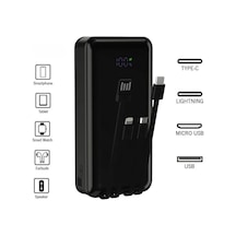 20.000 Mah Çoklu Kablolu Dijital Gösterge Powerbank Şarj Aleti 1x Usb Çıkışlı Powebank 20.000 Mah