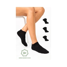 Saysez Sezline Bambu Patik Düz Basic Unisex Çorap Ekonomik 3'lü Paket Siyah