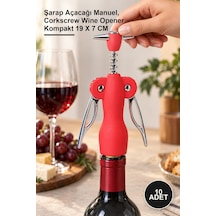 10 Adet Paslanmaz Çelik Tirbuşon Şarap Açacağı Manuel, Corkscrew Wine Opener Kompakt 19 X 7 Cm