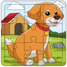 Köpek İlk Puzzlem Çocuklar İçin Eğitici-Öğretici Ahşap Oyuncak 9 Parça