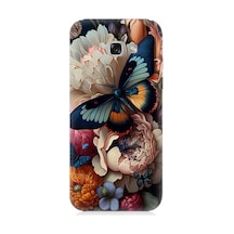 Samsung Galaxy A7 2017 Uyumlu Kelebek Ve Çiçek Desenli Silikon Kılıf