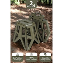 İronika Portatif Taşınabilir Katlanabilir Tank Tabure Kamp Piknik Balıkçı Plaj Taburesi Yeşil 2 Adet Yeşil