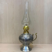 Kalay Eskitme İşlemeli Gaz Lambası Gri
