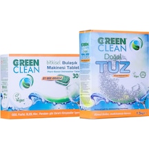 Green Clean Bitkisel Bulaşık Makinesi Tableti 30 Tablet + Tuz 1500 G