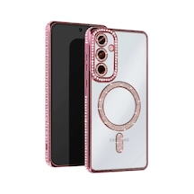 Samsung Galaxy Uyumlu S25 Kılıf Joke Simli Magneticsafe Kılıf - Pem Pembe