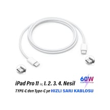 Tablet Apple Uyumlu iPad Pro 11 İnç 1. 2. 3. 4. Nesil Şarj Kablosu Type-c 60w