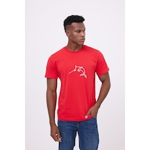 Marıne Tee Deniz Temalı Ribana Bisiklet Yaka Pamuk T-shirt-3121 Mercan