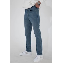 HLT Jeans Erkek Mavi Yıkamalı Regular Fit Boru Paça Likralı Jean Kot Pantolon Franz
