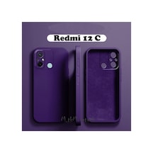 Xiaomi Redmi 12c Uyumlu Kılıf Kamera Korumalı Içi Kadife Süet Yumuşak Hisli Lansman Silikon Kapak Mor