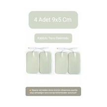 4 Adet 9x5 Cm Universal Büyük Boy Kablolu Tens Pedi - Tens Elektrot Pedi - Yedek Tens Elektrodu