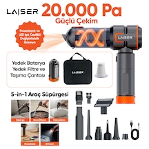 Laiser Vt-120 5-in-1 Kablosuz Araç Süpürgesi: 20.000 Pa Güç & Değiştirilebilir 2 Bataryalı Powerbank Ve Led Işık Özellikli 20000 Pa