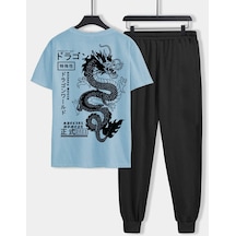 Mavi T-shirt Siyah Eşofman Altı Jogger- Baskılı Alt Üst Eşofman Takım Oversize Bisiklet Yaka Mavi Mavi T-shirt Siyah Eşofman Altı Jogger- Baskılı Alt Üst Eşofman Takım Oversize Bisiklet Yaka Mavi