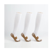 Yyv-cc 3 Çift Maraton Açık Hava Spor Çorapları Futbol Çorapları Koşu Kompresyon Çorapları-beyaz