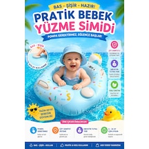 Bebek Yüzme Simidi Bas Şişir Pratik Pompa Gerektirmeyen Ebeveyn Tutma Yerli Çift Emniyetli Mavi Simi