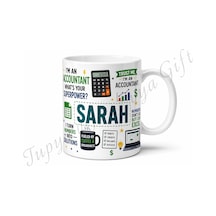 Muhasebeciye Hediye İsme Özel Yazılı Komik Kupa Bardak Porselen Mug Beyaz / Çok Renkli