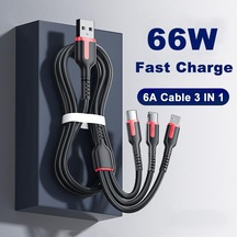 Vaorlo 1.2m 1.8m 3 In 1 Veri Kablosu Mikro/tip-c/8pin 66w Hızlı Şarj Kablosu Desteği Veri İletimi Telefon Hattı 1.8m