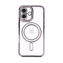 Apple iPhone Uyumlu 16 Plus Kılıf Joke Simli Magneticsafe Kılıf - Derin Mor -