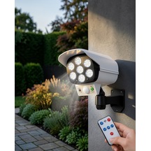 Güneş Enerjili Güvenlik Lambası Ve Kukla Kamera 77 Led 2400mah Beyaz