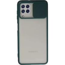 Newface Samsung Galaxy Uyumlu A22 Kılıf Palm Buzlu Kamera Sürgülü Silikon - Yeşil Diğer