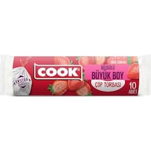 Büzgülü Kokulu Çöp Torbası, Büyük Boy, Çilek Kokulu, 10 Adet/rulo